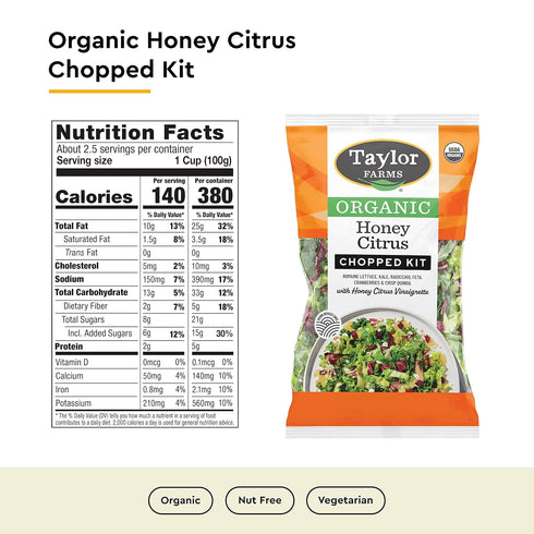 Taylor Farms 8.8oz Organic Honey Citrus Chopped Salad Kit