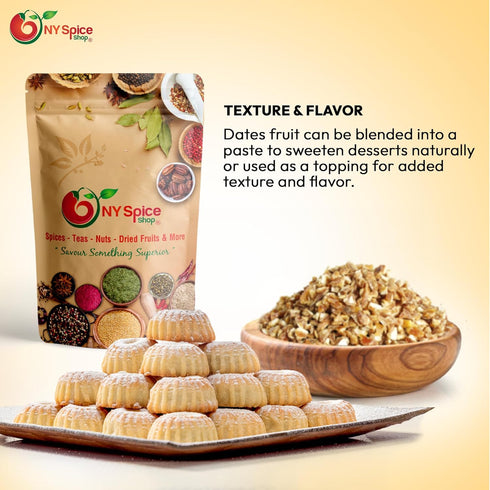 8 100% NY Spice Shop Chopped Dates for Baking - Ounce Natural Dried Dates - Fresh Dry Dates - Healthy Chopped Dates
