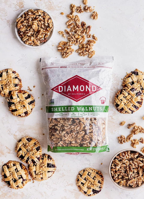 Salads,32 oz. (Pack 2) Diamond of California Shelled Walnut Halves and Pieces,Pre-Shelled Raw Walnuts