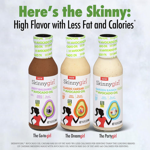 11.5 Skinnygirl Sugar Free Gluten Free Avocado Oil Salad Dressing, Creamy Caesar, Ounce