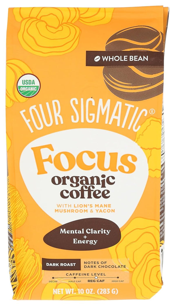FOUR SIGMATIC Organic Lion's Mane Whole Bean Coffee, 10 OZ