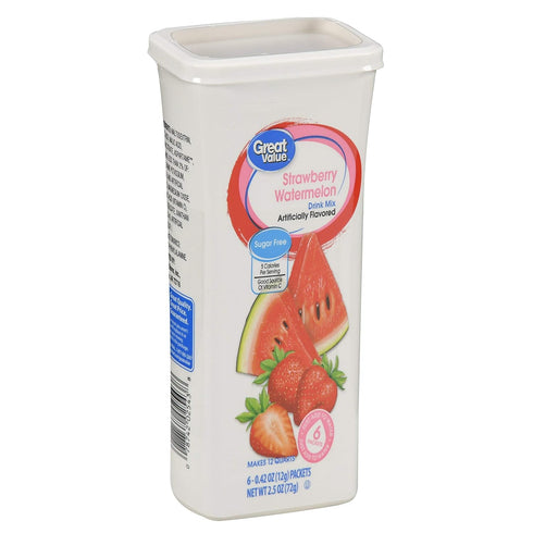 BUTO 6 Count, 2.5 Oz (Pack 2) (2 Pack), Set 2 Great Value Strawberry Watermelon Drink Mix,