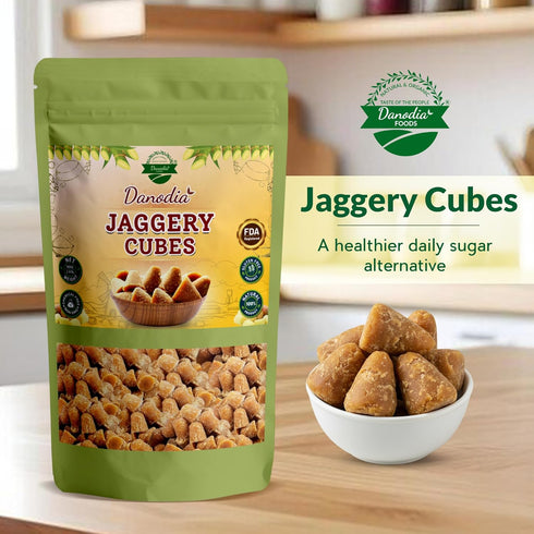 (900g/1.98 lb) Danodia Foods Pure Jaggery Cubes | Natural Desi Gud/Gur Made of Sugarcane | Chemical-Free, Unrefined