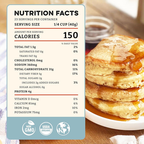 7-Grain 2 lbs Sunrise Flour Mill USDA Organic Heritage Pancake Mix- | Enjoy Fluffy & Tasty Waffles | Easier to Digest