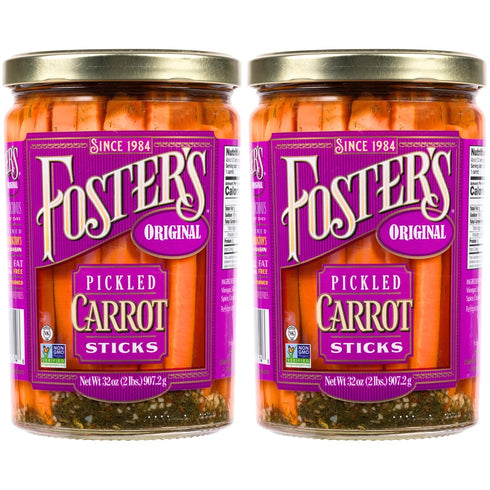 Foster's Pickled Carrots in a Jar, Original, 32oz, 2 Pack, Traditional Pickled