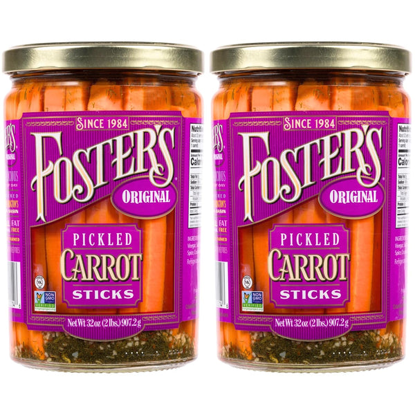 Foster's Pickled Carrots in a Jar, Original, 32oz, 2 Pack, Traditional Pickled
