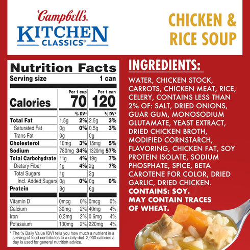 14.5 oz. (Pack 2) Campbell's Kitchen Classics Chicken and Rice Soup, Can