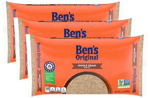 BEN'S ORIGINAL Whole Grain Brown Rice, 2 lb Bag (Pack of 3)