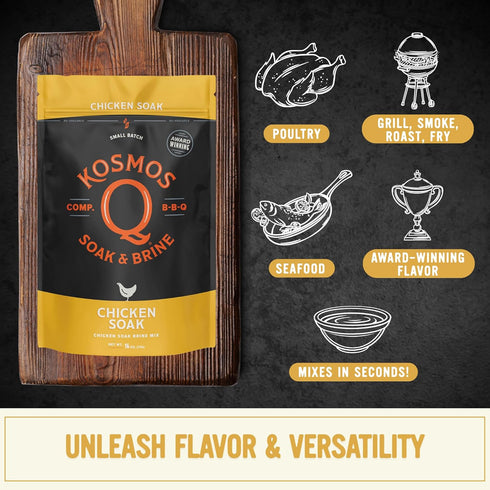16 Oz Kosmos Q Chicken Brine Soak, Brown Sugar & Worcestershire Spice Mix For Whole Bird, Breasts, Tenderloins