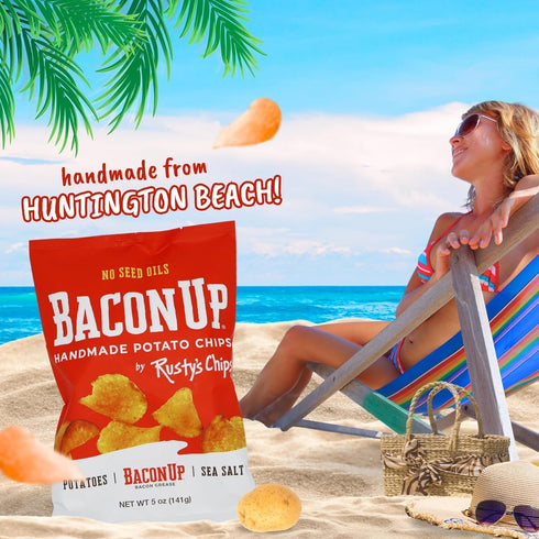 5oz (4 Packs) Bacon Up - Handmade Crunchy Healthy Potato Chips - No Preservatives, No Seed Oils, Gluten Free, Healthy