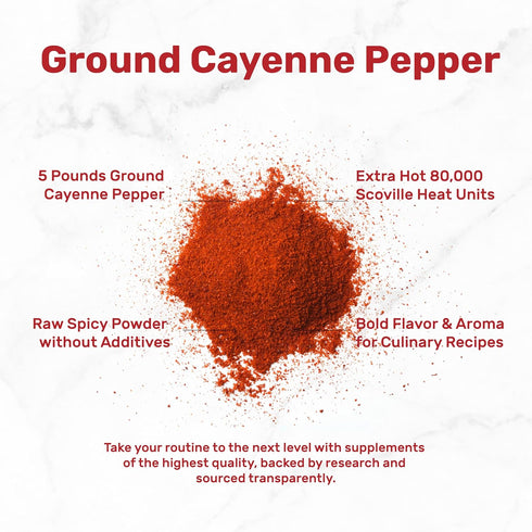 DEAL SUPPLEMENT 5 80,000 Ground Cayenne Pepper Powder, Pounds Extra Hot Heat Units Raw Spicy Red Pepper Flavor Great