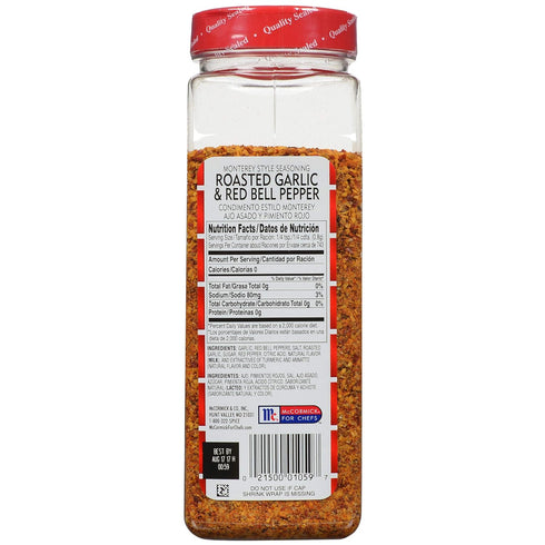 21 oz 21 Lawry's Roasted Garlic & Red Bell Pepper Monterey Style Seasoning, - One Ounce Container of Roasted Red Bell