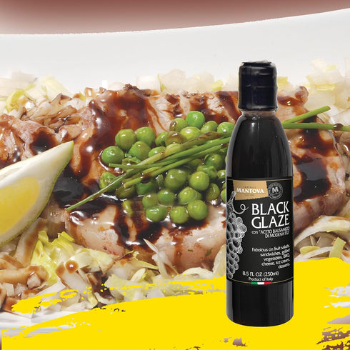 8.5 oz. (Pack 2) Mantova Balsamic Vinegar Glaze of Modena PGI, Perfect for Ice Cream, Marinades, Cocktails, Pasta