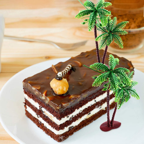 Jovitec 16 Pieces Small Green Palm Tree Cake Topper, 5.5 Inch Hawaiian Tropical Coconut Tree Decorations