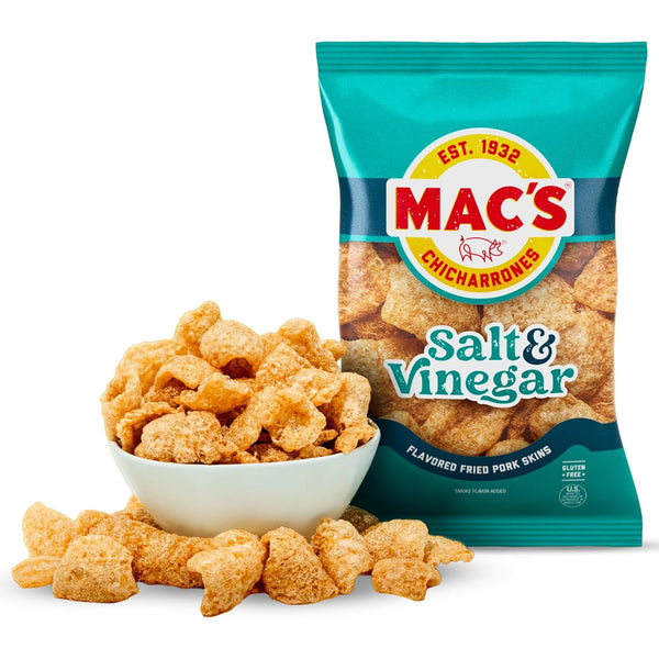 Mac's Salt & Vinegar Fried Pork Skins - Salt & Vinegar Flavored