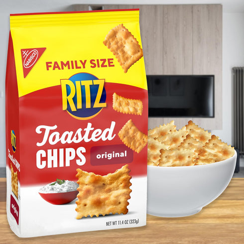 6 11.4 oz RITZ Toasted Chips Original Crackers, Party Snacks, Bulk Snacks, Family Size, - Bags