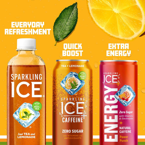 17 Oz (Pack 12) Sparkling Ice Tea + Lemonade Sparkling Water, Zero Sugar Flavored Water, with Vitamins