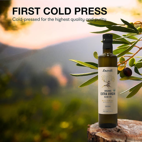 16.9 Oz 16.9 Oz (Pack 1) Emirelli Organic Extra Virgin Olive Oil - USDA Certified, Rich in Polyphenols, First Cold