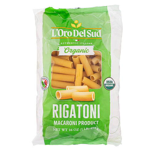 Organic Rigatoni, (16 oz x 4 Pack) Italian Pasta, Durum Wheat, Premium