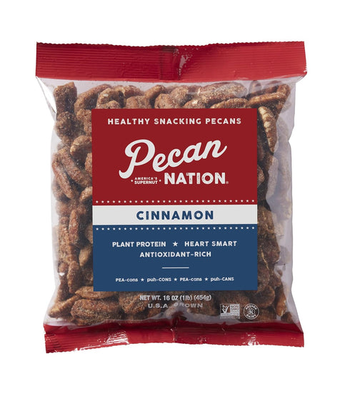 Pecan Nation Cinnamon Roasted Georgia Pecan Halves 16 oz., Natural, No preservatives,