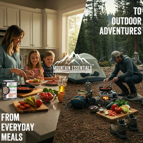 28 Oz 5-Year 1 Pack MOUNTAIN ESSENTIALS All Natural Canned Ground Beef Fully Cooked, Ready to Eat Hamburger Meat Pantry