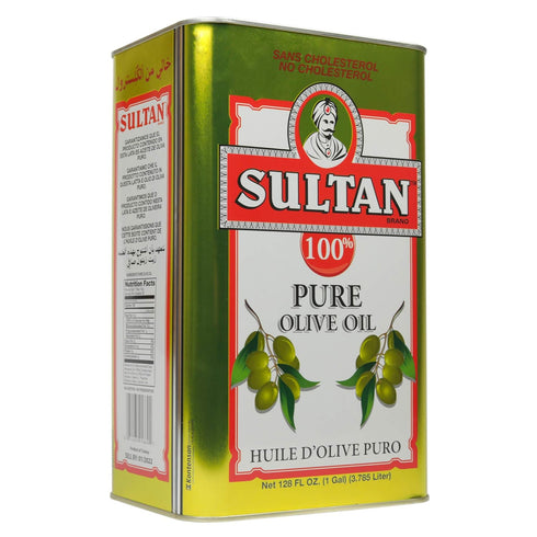 100% (128 OZ 1 Sultan Mediterranean Pure Olive Oil / Gallon), First Cold Pressed, Rich Fruity Flavor, Imported from
