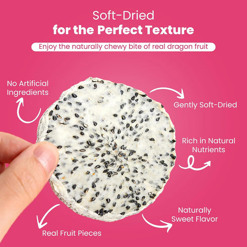 Vinaville Farm Soft Dried Dragon Fruit Slices Premium Natural Snack, No Preservatives, Vegan, Real Fruit, Healthy Chewy
