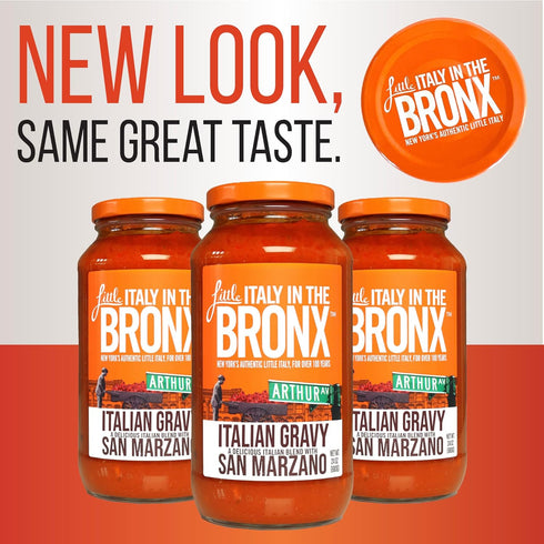 24 Oz (3-Pack) Little Italy Bronx Italian Gravy Sauce - Marinara Sauce, Pasta Sauce, Tomato Sauce, Low Carb Spaghetti