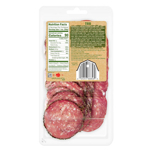 Applegate 6oz , Natural Uncured Genoa Salami Trio Sliced