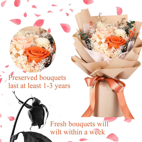 Jtoder Forever Flowers for Delivery, Preserved Flower Bouquets, Long Lasting Pink Roses, Gifts Bouquet for Mother Wife