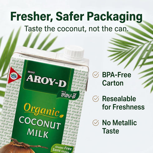 Aroy-D 33.8 Oz (Pack 6) Organic Coconut Milk Fl