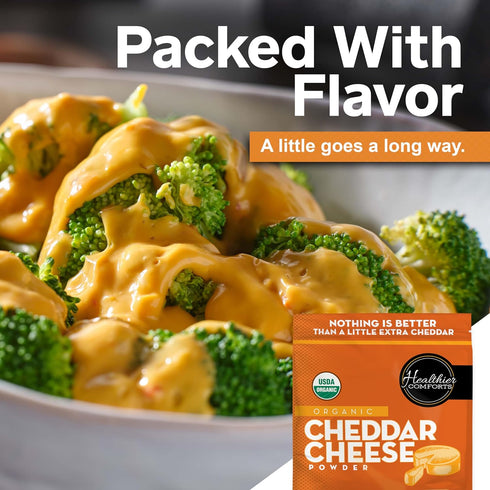 (7 oz) Healthier Comforts Organic Cheddar Cheese Powder | Gluten Free, Keto-Friendly, Non-GMO, Antibiotic & Hormone