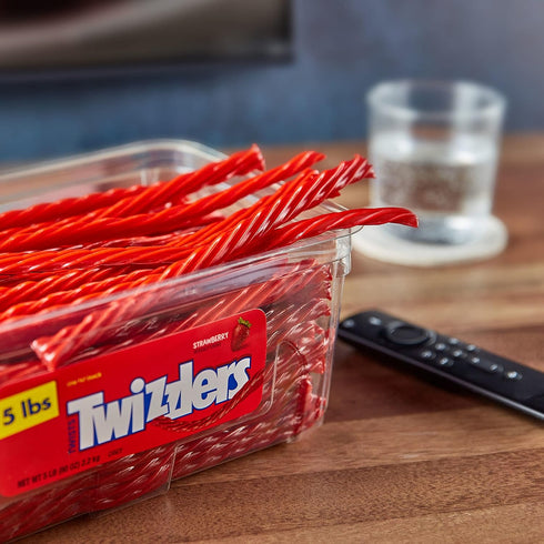 5 lb TWIZZLERS Twists Strawberry Flavored Licorice Style, Chewy Holiday Candy Tub