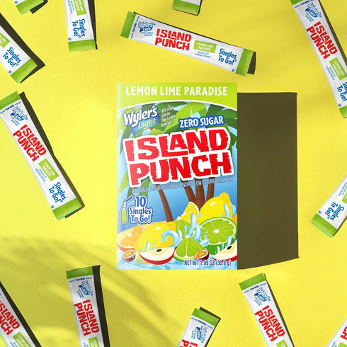 10-Count (12 Pack) 120 Packets Wylers Light Island Punch Singles To Go, Lemon Lime Paradise, per Box Low Calorie