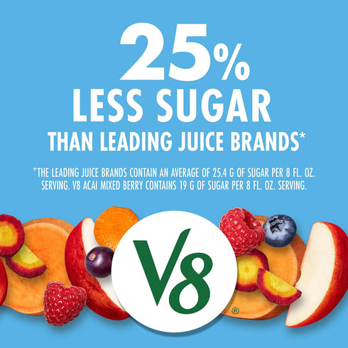 V8 100% 46 oz (6 Pack) Acai Mixed Berry Fruit and Vegetable Juice, fl Bottle