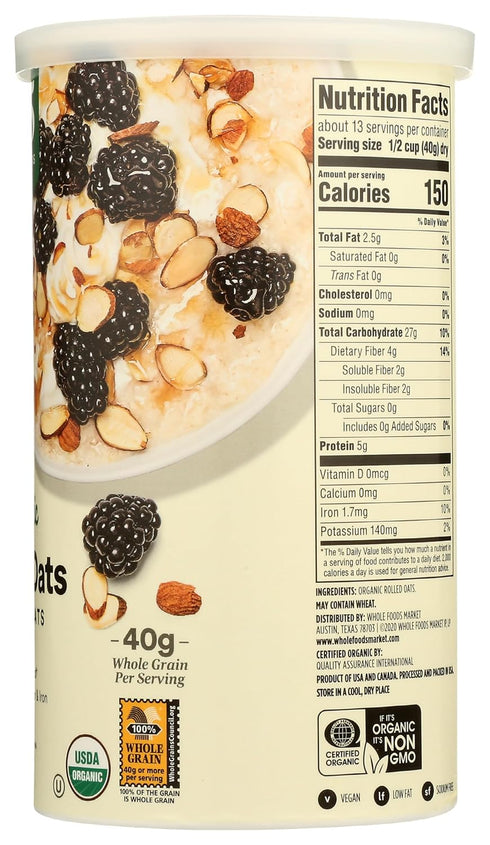 365 by Whole Foods Market 18 , Organic Rolled Quick Oats, Ounce