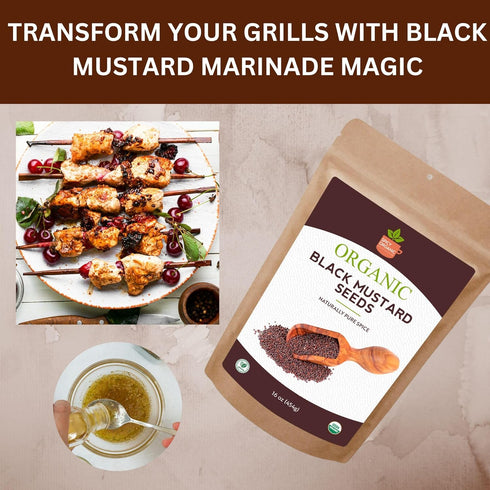 SPICY ORGANIC Indian Black Mustard Seeds, 4 oz, Whole Pure Natural Dried Mustard Seed for Cooking & Seasoning