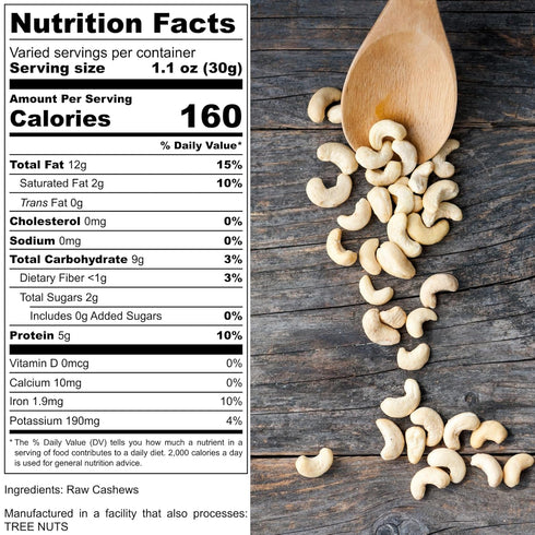 (16 0z. 1 lb) 100% 16 0z. 1 lb Raw Cashews Unsalted Whole / | Vegan Protein Snacks | Make Cashew Milk | Keto and Paleo