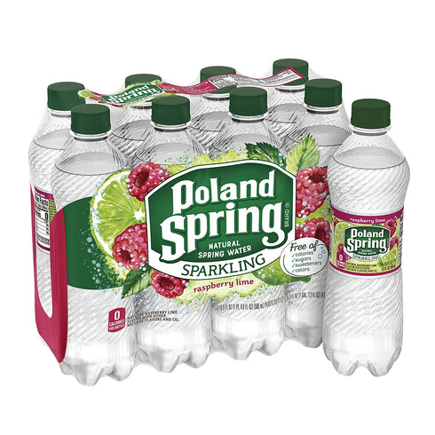 Poland Spring Sparkling Natural Spring Water, Raspberry Lime, 16.9 Ounce, Pack of