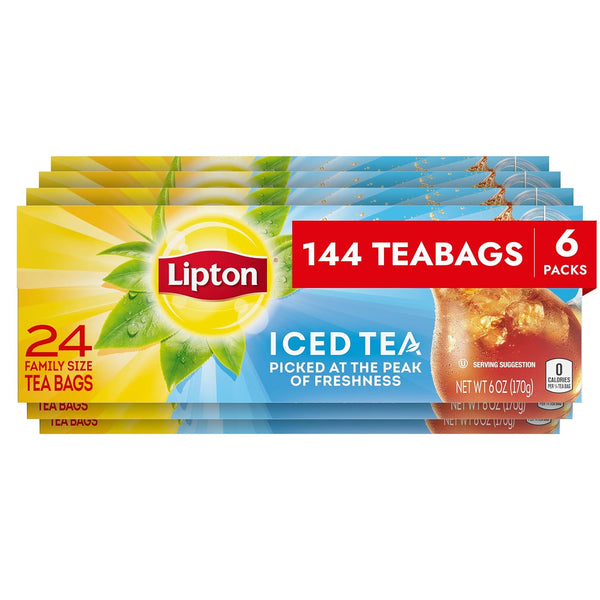 Lipton Unsweetened Iced Tea Bags, Family Size Zero Calories, 144 Total Tea