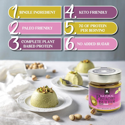 100% 8.1oz Gourmanity Pure Italian Pistachio Butter Spread, Nut Deliciousness, Gourmet Pistachio Paste For Sweet