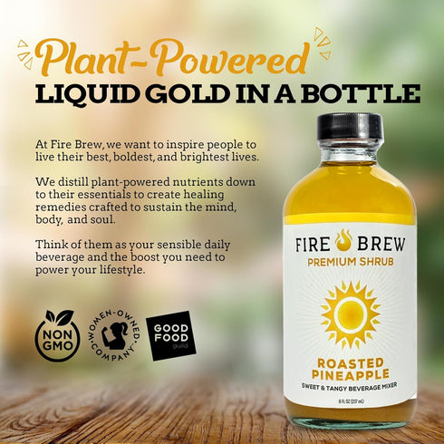 16 8oz Fire Brew Premium Shrub Roasted Pineapple Shrub | Concentrated Servings of the Healthiest Organic Ingredients