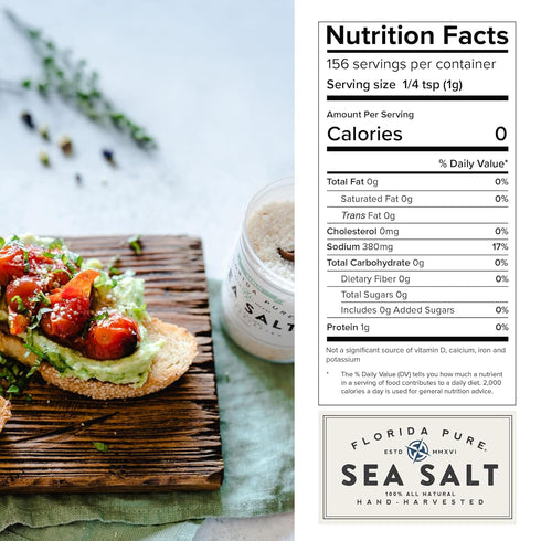 80+ (4.5 oz FLORIDA PURE Garlic Sea Salt - Mineral Sea Salt, Natural, Unrefined, Non Iodized - for Baking, Cooking