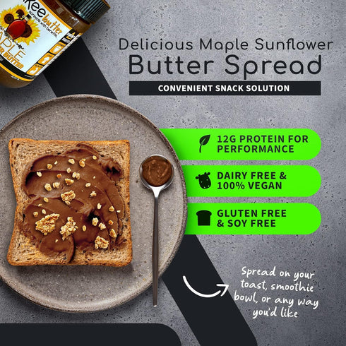 12g Immune (12 oz) Nakee Butter: Maple Sunflower Vegan Butter, High Daily Protein Nut Spread with Protein, Boosting