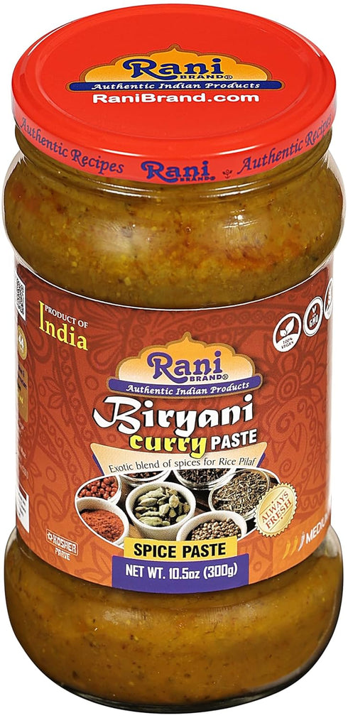 10.5oz (300g) Pack 5+1 Rani Biryani Masala Curry Paste (Cooking Spice Paste for Indian Rice Dishes, Pullao/Pilau) Glass
