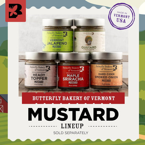8 oz Butterfly Bakery of Vermont - Maple Sriracha Mustard, Sweet and Spicy Gourmet Mustard Spread Made