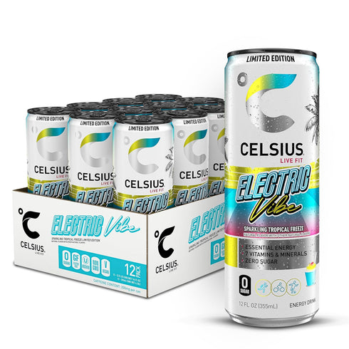 CELSIUS Sparkling Electric Vibe, Functional Energy Drink 12 Fl Oz (Pack of