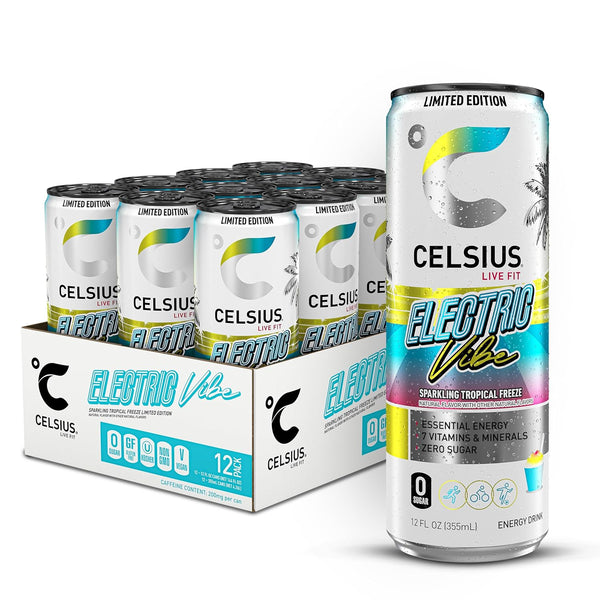CELSIUS Sparkling Electric Vibe, Functional Energy Drink 12 Fl Oz (Pack of