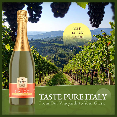 25.4oz (2 Pack) Tuscanini Sparkling Bianco Grape Juice, | Non-Alcoholic Celebration Drink | Festive Mushroom Cork |