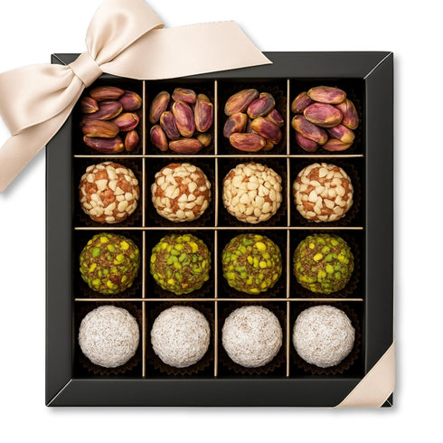 ANDY ANAND CHOCOLATIER Natural Truffles Gift Box With Pistachio, Hazelnut & Coconut,